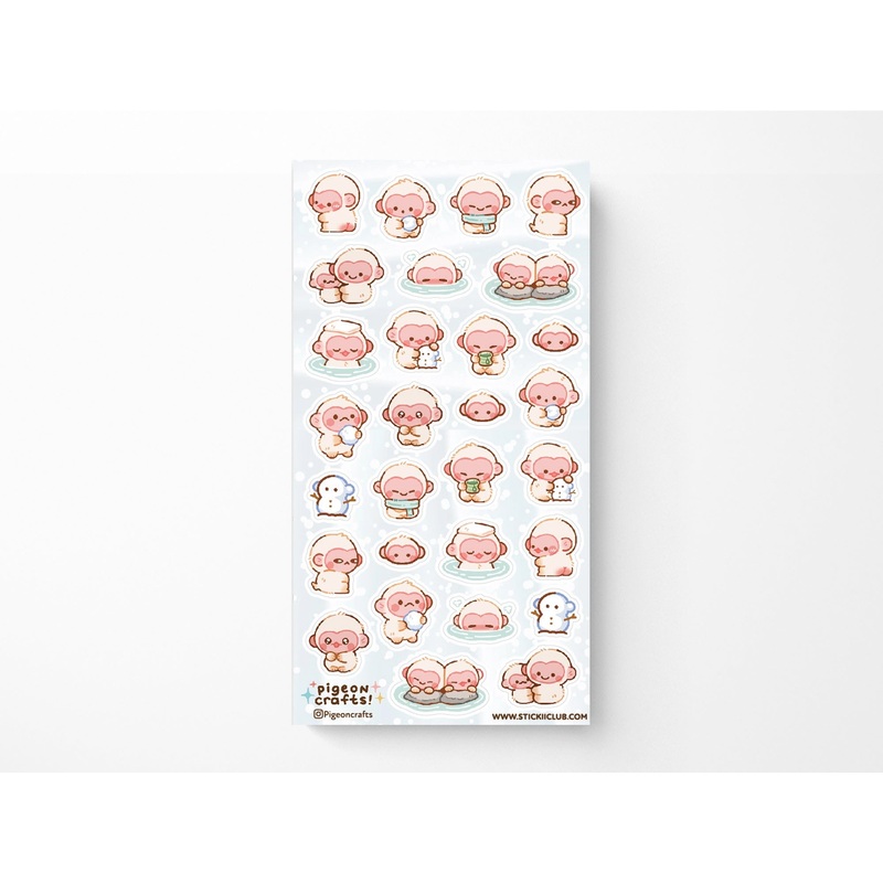 Snow Monkey Onsen Sticker Sheet