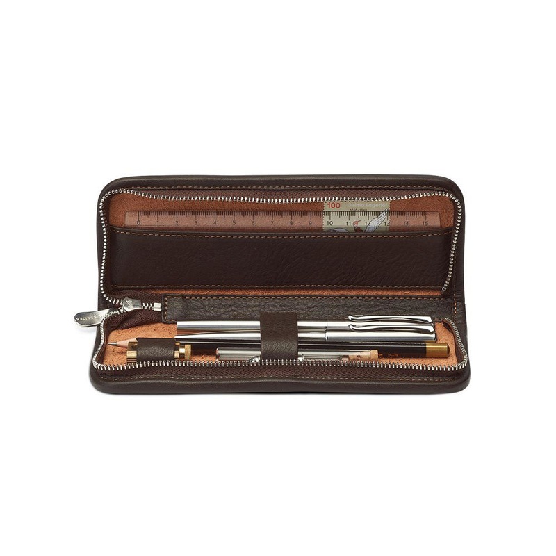 Sonnenleder Bll Leather Pencil Case for 5 pens or pencils, Brown