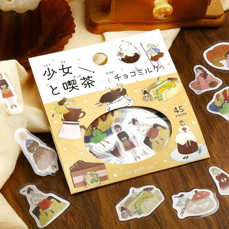 BGM Planner Sticker Flakes – A Girl and a Coffee Shop – Chocolate Milk