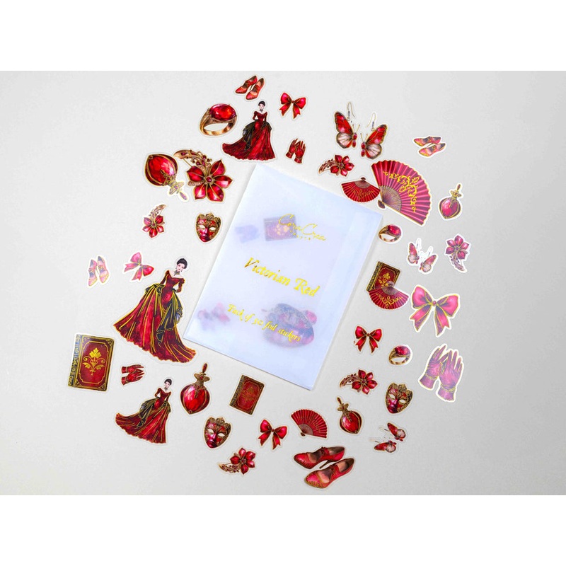 CoraCreaCrafts Foil Sticker Pack – Victorian Red
