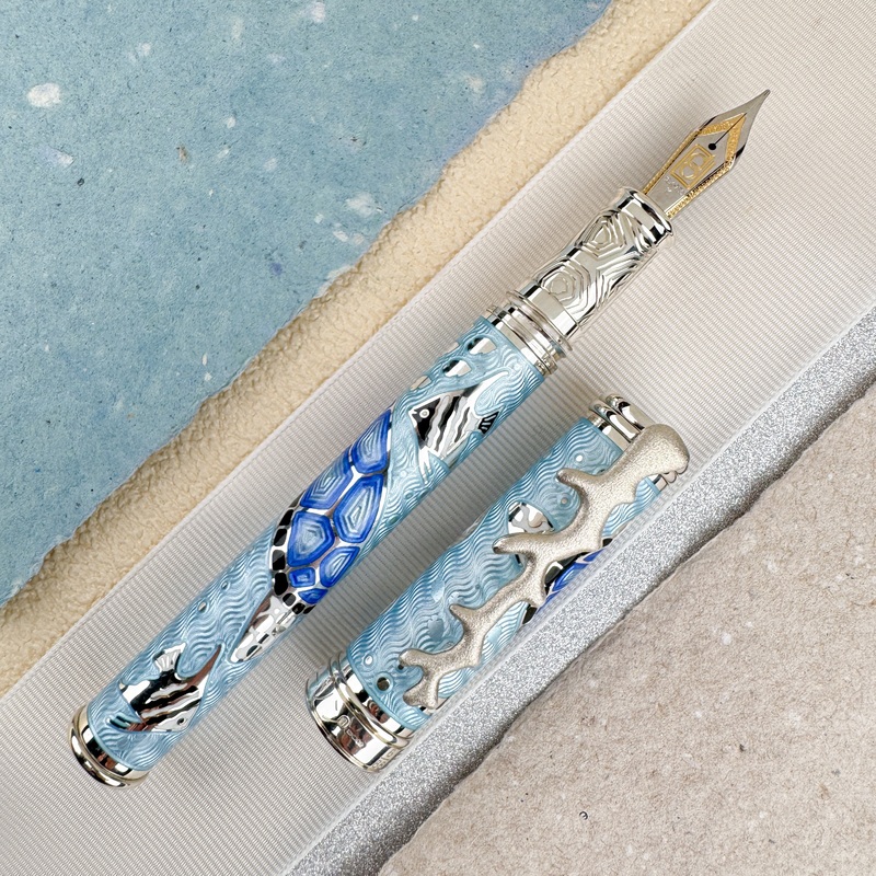 David Oscarson Sea Turtle Fountain Pen – Light Blue (Limited Edition #06/88)