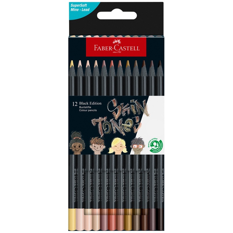 Faber-Castell Black Edition Skin tones Color Pencils – 12 pack