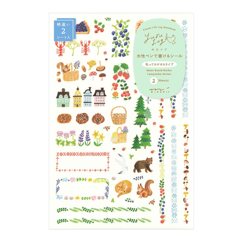 Midori Yuru Log Sticker 2 Sheets – Scandinavia