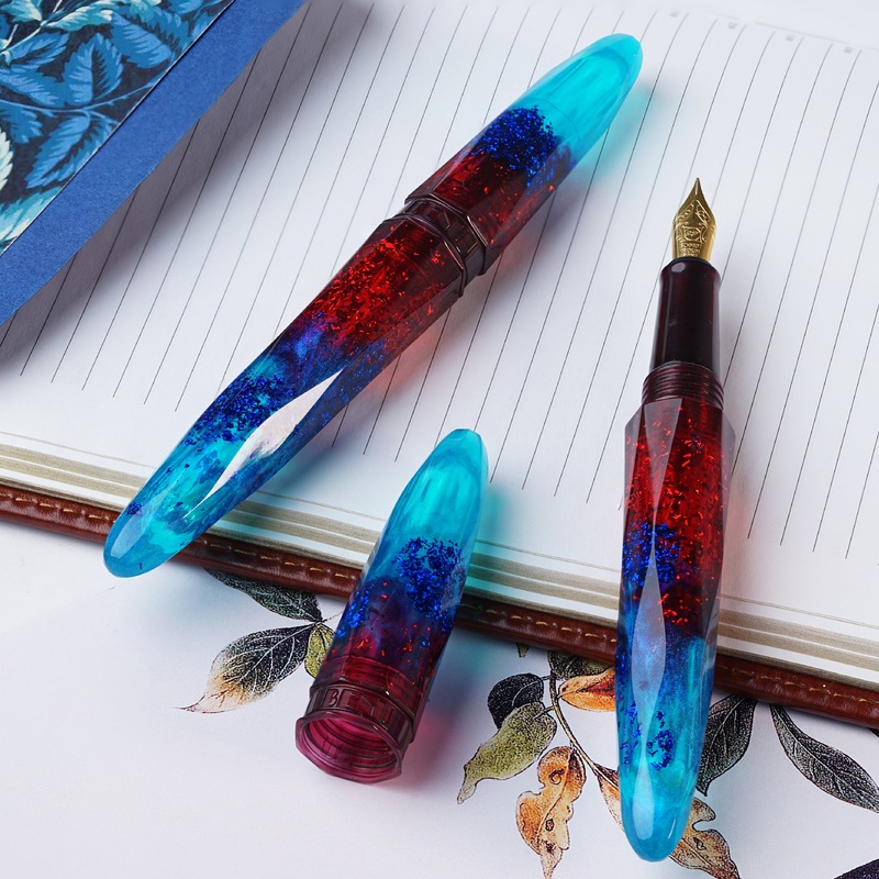 Benu Briolette Fountain Pen – Fiery Azure