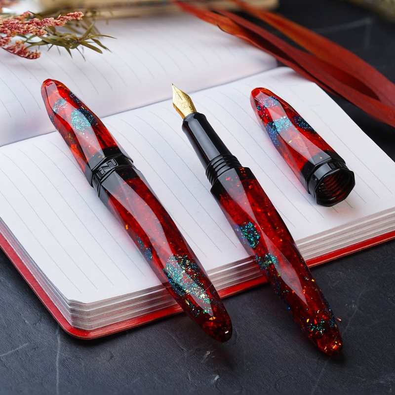 Benu Briolette Fountain Pen – Ruby Forest