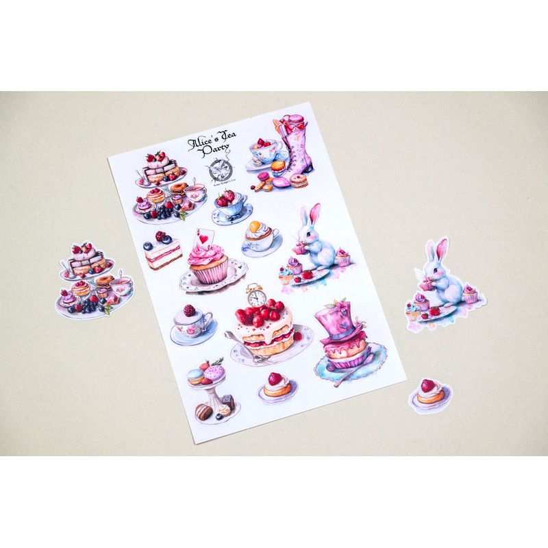 CoraCreaCrafts Sticker Sheet – Alice’s Tea Party