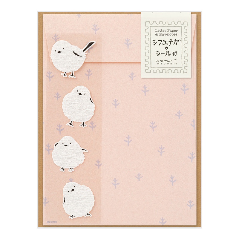 Midori Letter Set with Stickers – Long-Tailed Tit