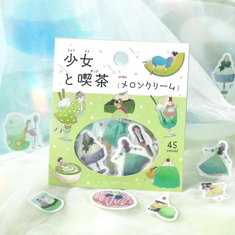 BGM Planner Sticker Flakes – A Girl and a Coffee Shop – Melon Cream