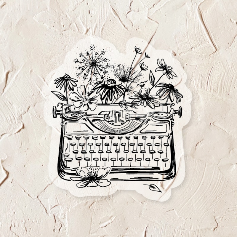 Flourish Floral Typewriter Sticker