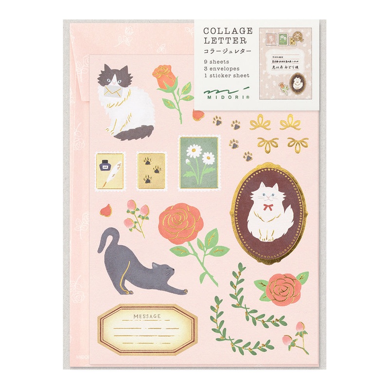 Midori Letter Set – Collage Cat