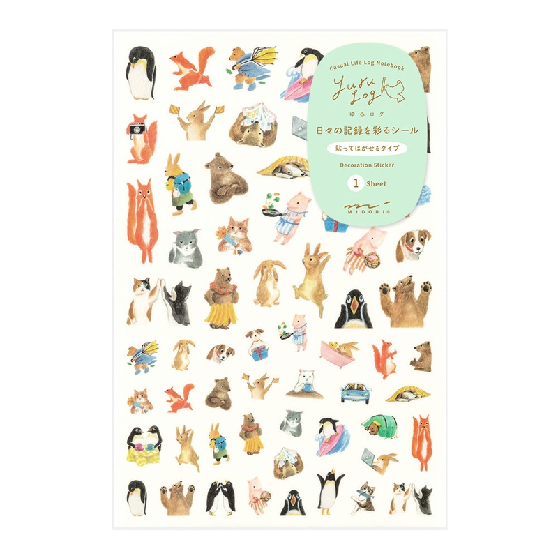 Midori Yuru Log Sticker 1 Sheet – Animal