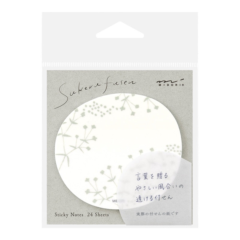 Midori Sticky Notes – Transparent – Small Flowers White