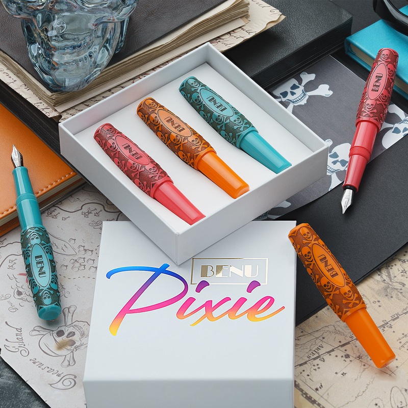 Benu Pixie Fountain Pen – Jolly Roger Vintage – Set of 3 Fountain Pens