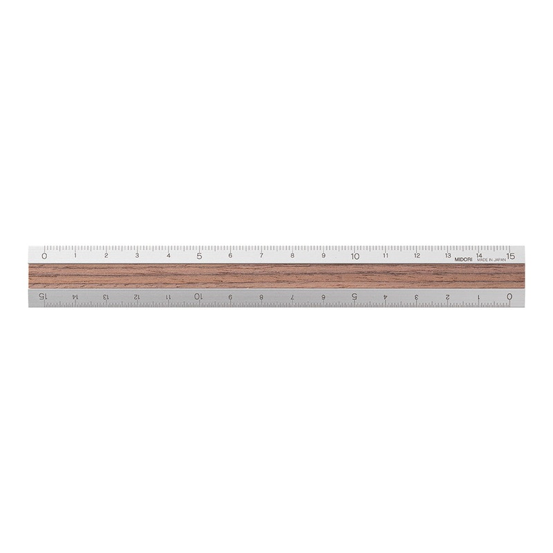 Midori Aluminum Wooden Ruler 15cm – Dark Brown