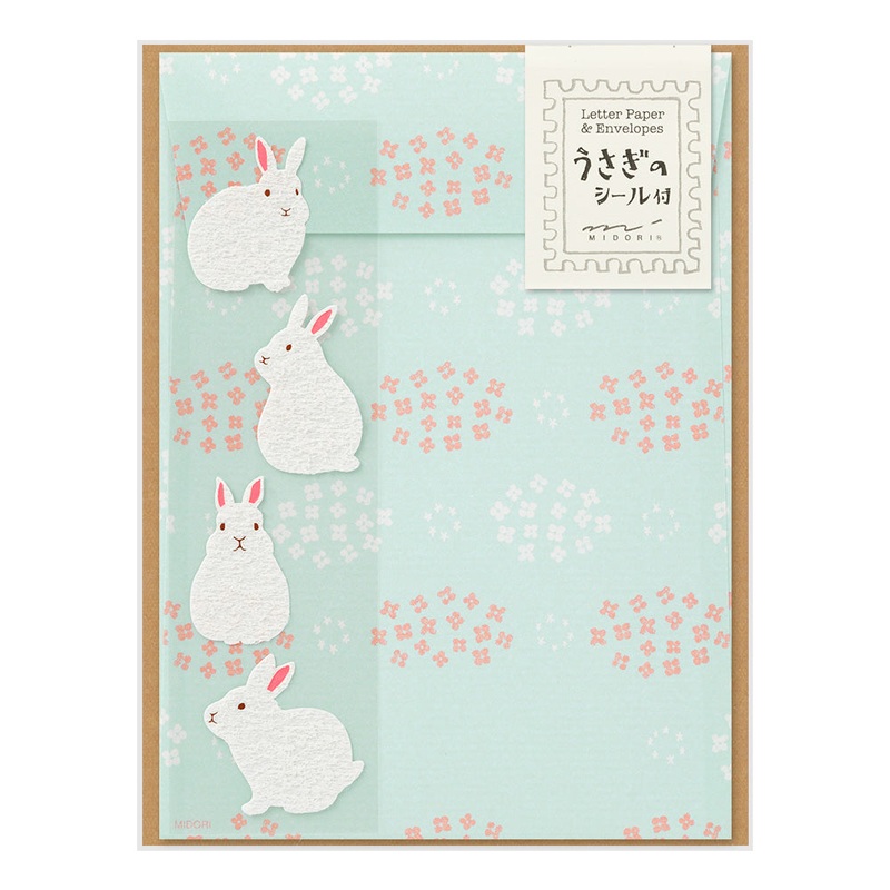 Midori Letter Set with Stickers – Rabbit