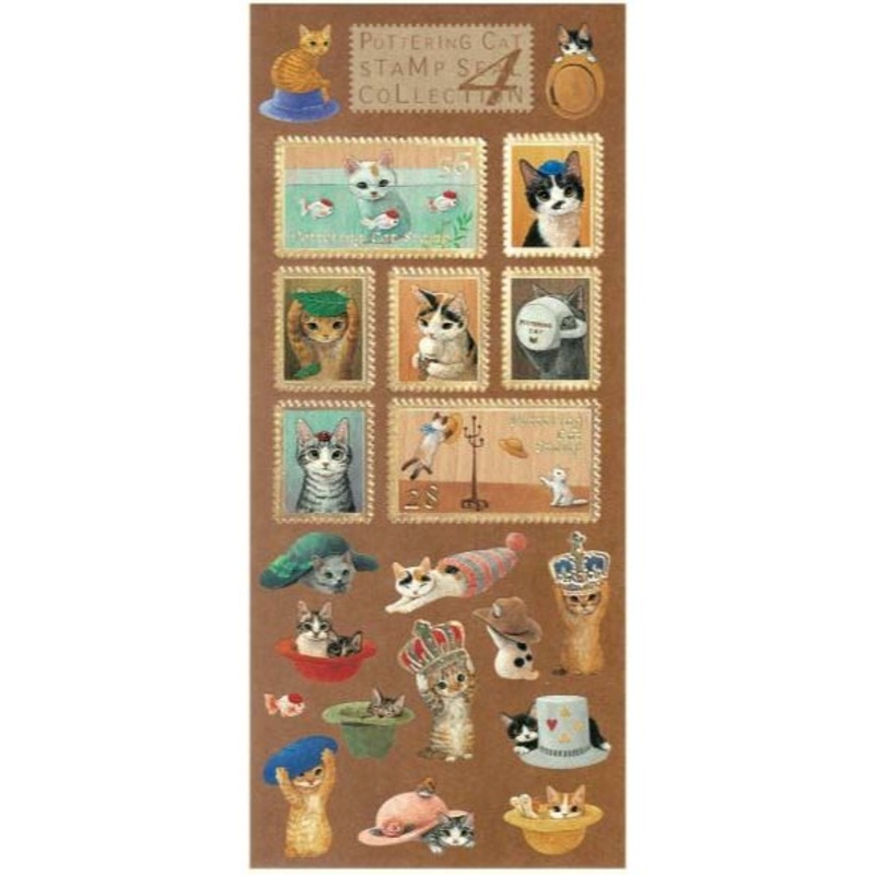 Pottering Cat Stamp Style Sticker Sheet – Collection 4