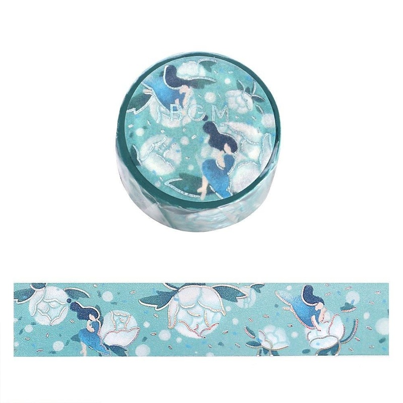 BGM Washi Tape – Foil Stamping – Flower Story – Blue Dream