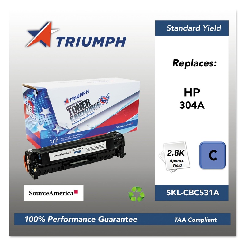 751000NSH0972 REMANUFACTURED CC531A (304A) TONER, 2800 PAGE-YIELD, CYAN