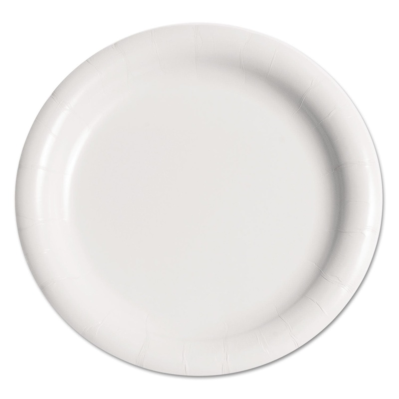 Bare Eco-Forward Clay-Coated Paper Plate, 9″, Wh, Rnd, Mdmwgt, 125/pk, 4 Pk/ct