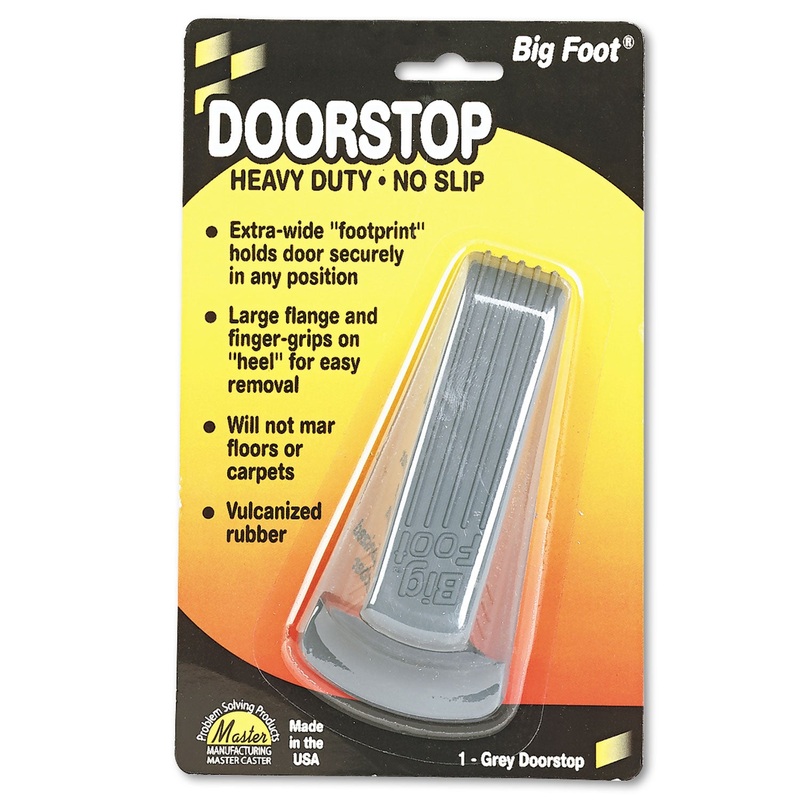 BIG FOOT DOORSTOP, NO SLIP RUBBER WEDGE, 2.25W X 4.75D X 1.25H, GRAY