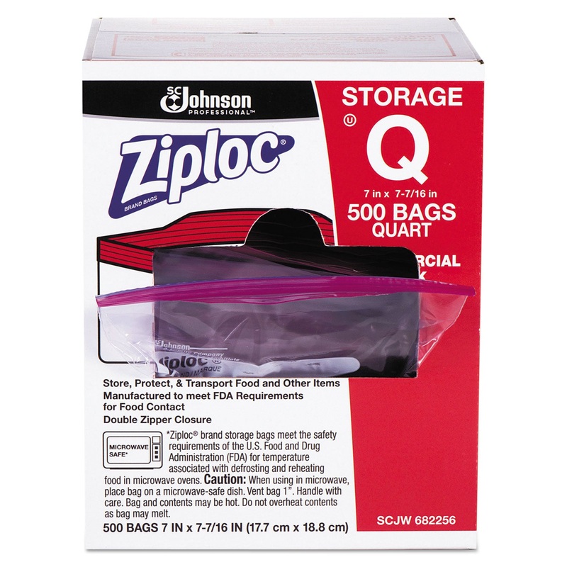 DOUBLE ZIPPER STORAGE BAGS, 1 QT, 1.75 MIL, 7″ X 7.75″, CLEAR, 500/BOX