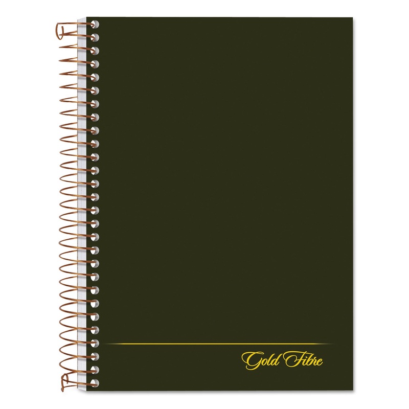 GOLD FIBRE PERSONAL NOTEBOOKS, 1 SUBJECT, MEDIUM/COLLEGE RULE, CLASSIC GREEN COVER, 7 X 5, 100 SHEETS