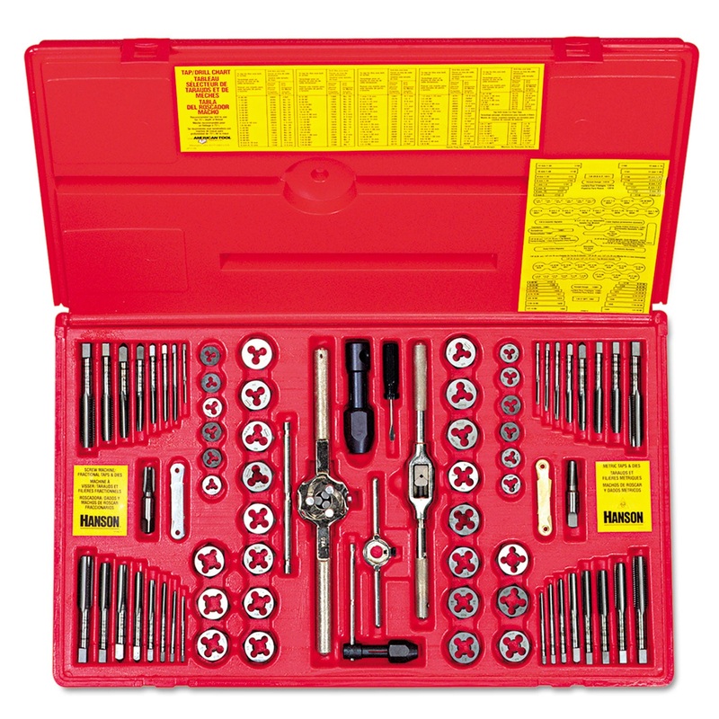 Hanson Tap & Die Set, Steel, 76 Pieces