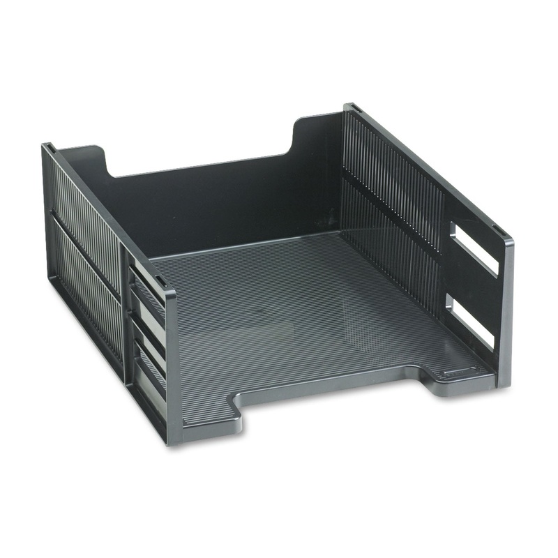 HIGH-CAPACITY STACKABLE FRONT LOAD DESK TRAYS, 1 SECTION, LETTER SIZE FILES, 8.5″ X 11″ X 5″, BLACK