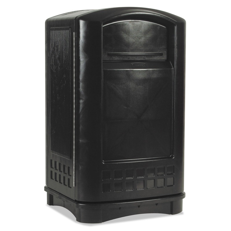 Plaza Indoor/outdoor Waste Container, Rectangular, Plastic, 50 Gal, Black