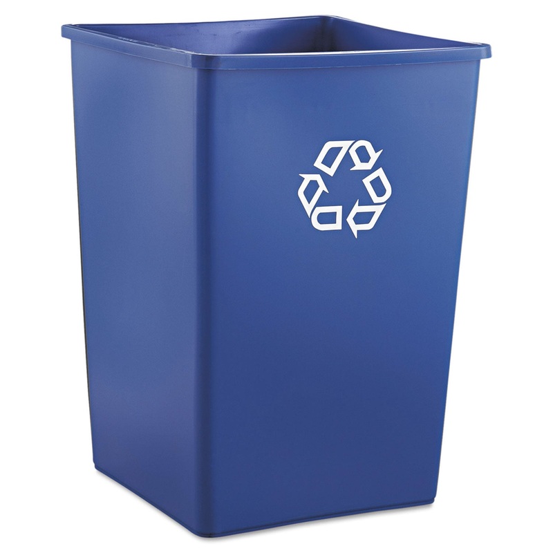 RECYCLING CONTAINER, SQUARE, PLASTIC, 35 GAL, BLUE