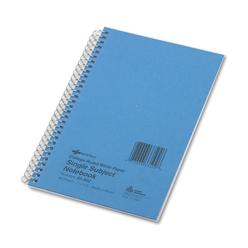 SINGLE-SUBJECT WIREBOUND NOTEBOOKS, 1 SUBJECT, MEDIUM/COLLEGE RULE, BLUE COVER, 7.75 X 5, 80 SHEETS