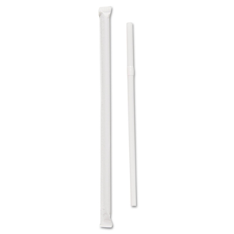 Wrapped Jumbo Flexible Straws, Polypropylene, 7 5/8″ Long, White, 400/pack