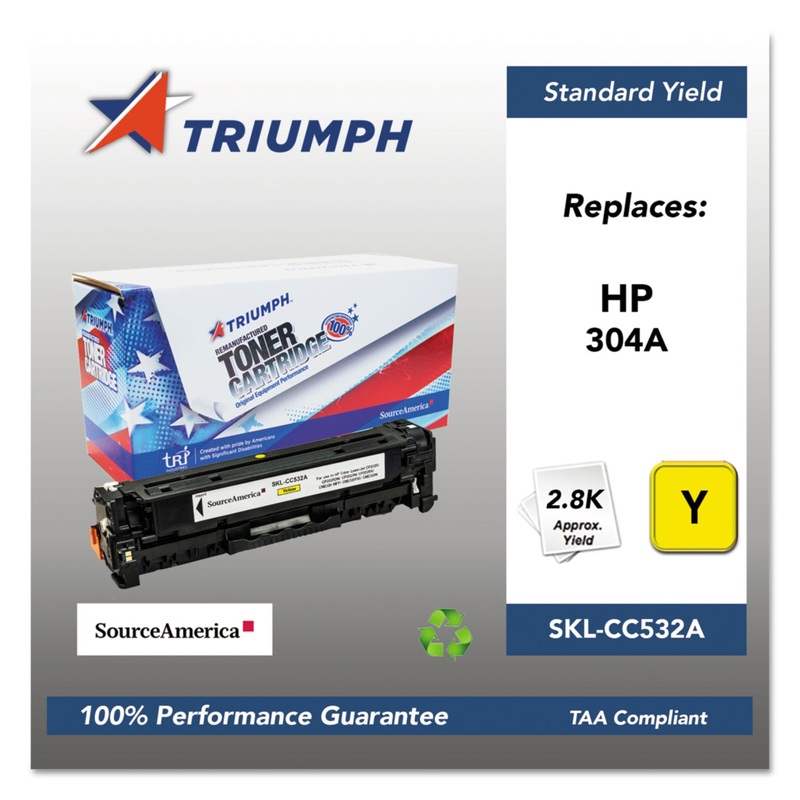 751000NSH0973 REMANUFACTURED CC532A (304A) TONER, 2800 PAGE-YIELD, YELLOW