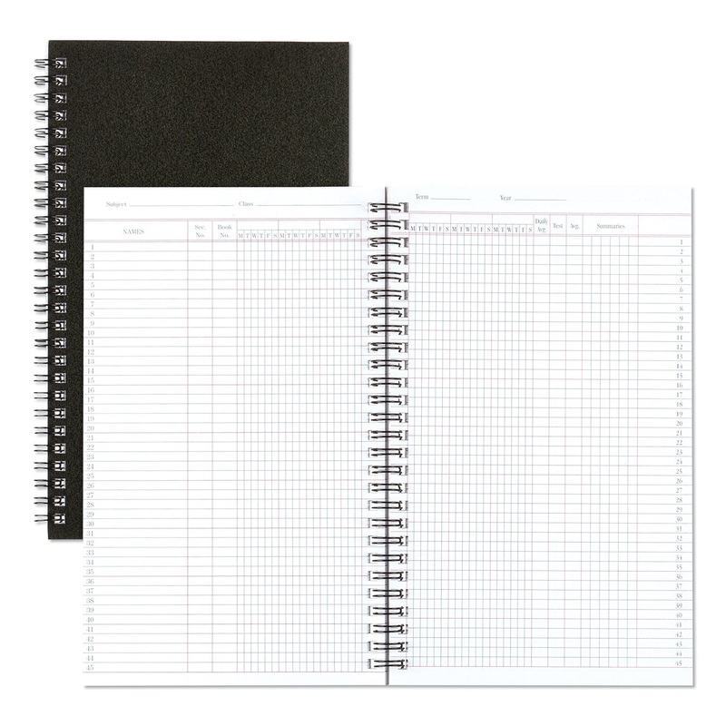 Class Record Book, 6-Day/6-Week Format, 9-1/2 X 5-3/4, Black, 120 Pages