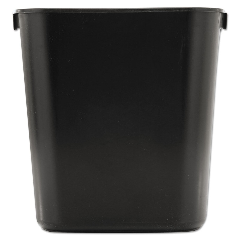 DESKSIDE PLASTIC WASTEBASKET, RECTANGULAR, 3.5 GAL, BLACK