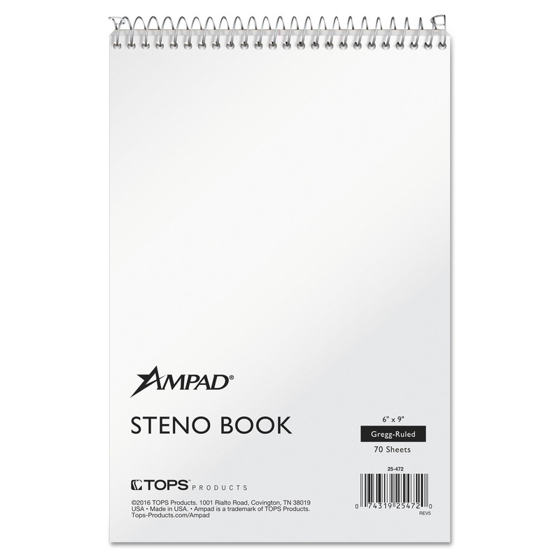 STENO BOOKS, GREGG RULE, 6 X 9, WHITE, 70 SHEETS