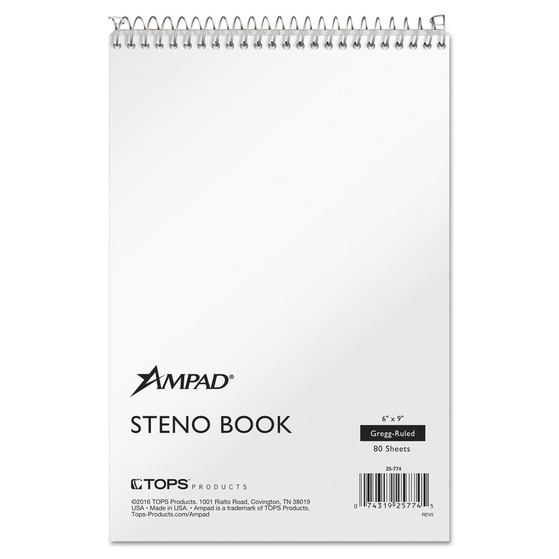 STENO BOOKS, GREGG RULE, 6 X 9, WHITE, 80 SHEETS