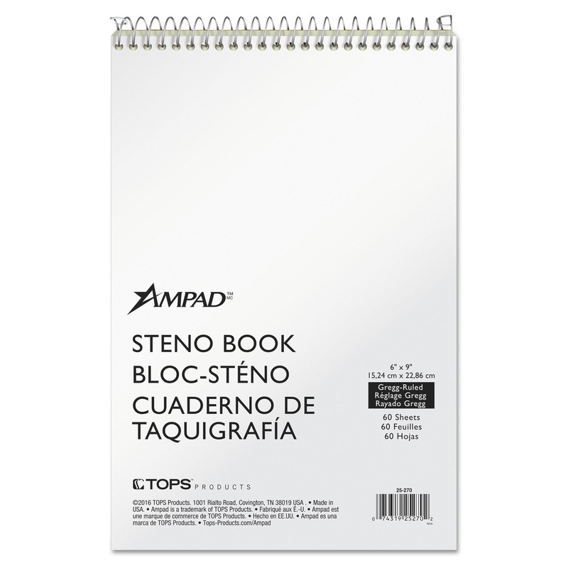 STENO BOOKS, GREGG RULE, TAN COVER, 6 X 9, 60 GREEN TINT SHEETS