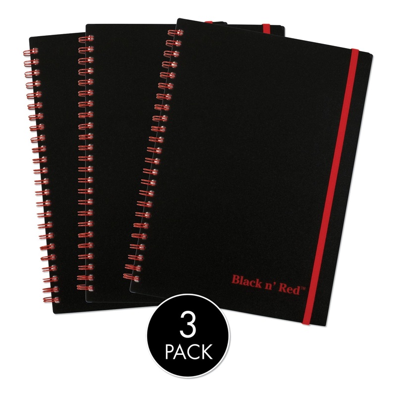 TWINWIRE SEMI-RIGID NOTEBOOK PLUS PACK, WIDE/LEGAL RULE, BLACK, 8.25 X 5.88, 70 SHEETS, 3/PACK