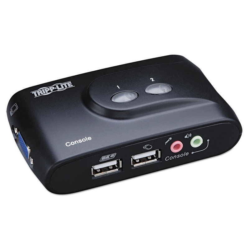 COMPACT USB KVM SWITCH WITH AUDIO AND CABLE, 2 PORTS