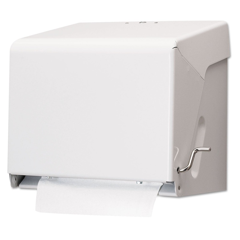 Crank Roll Towel Dispenser, White, Steel, 10 1/2 X 11 X 8 1/2