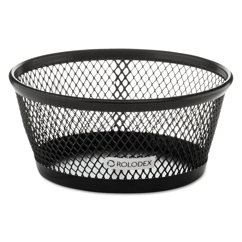 Jumbo Nestable Paper Clip Dish, Wire Mesh, 4 3/8″ Diameter X 2″ , Black