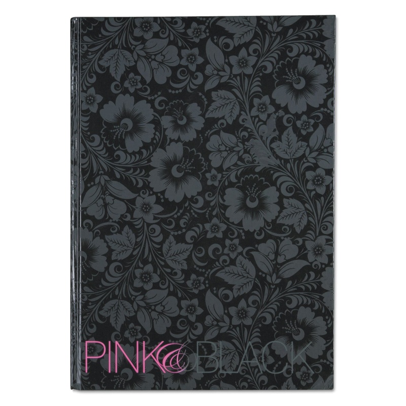 NOTEBOOK, MEDIUM/COLLEGE RULE, BLACK/PINK/FLORAL COVER, 11.68 X 8.25, 96 SHEETS