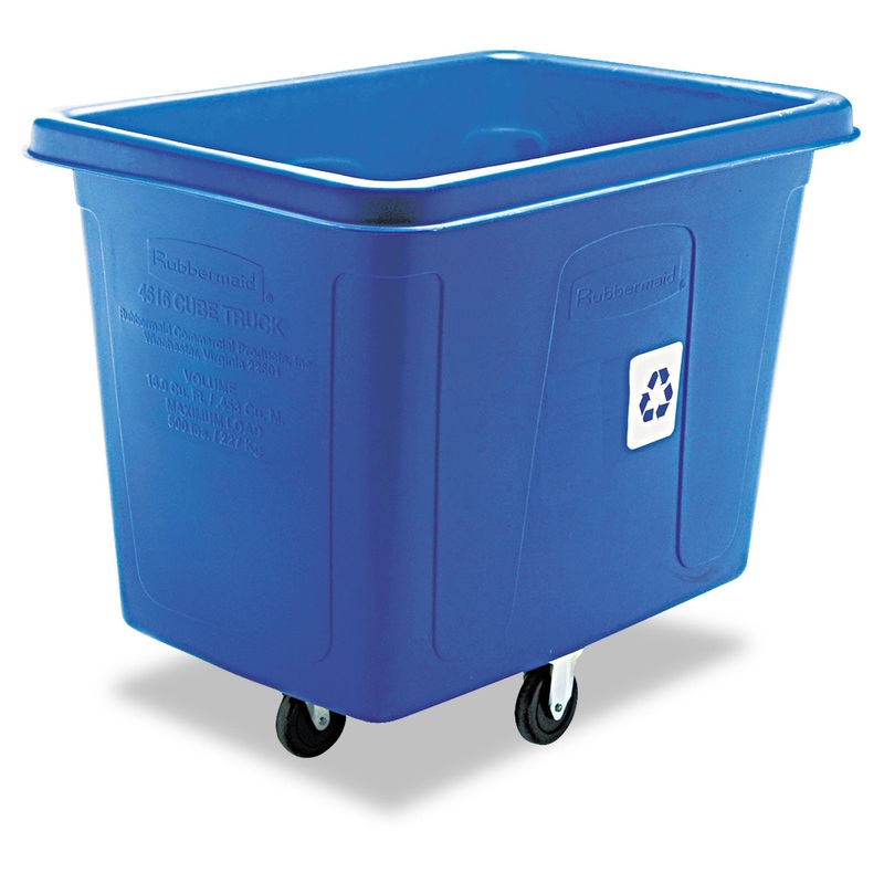 RECYCLING CUBE TRUCK, RECTANGULAR, POLYETHYLENE, 500 LB CAPACITY, BLUE