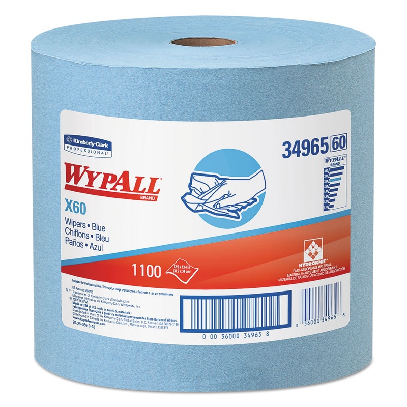 X60 Cloths, Jumbo Roll, 12 1/2 X 13 2/5, Blue, 1100/roll
