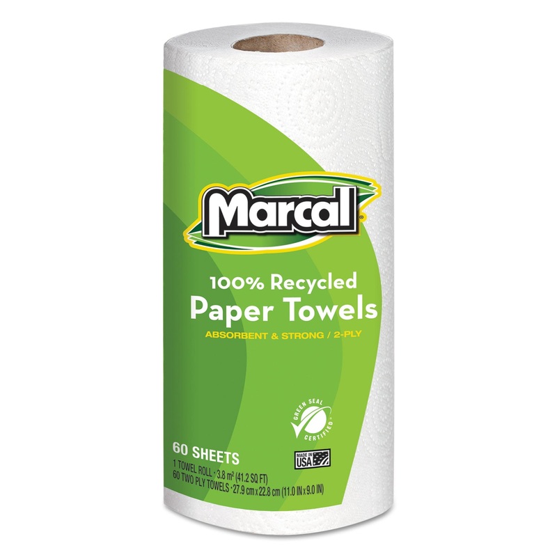 100% Recycled Roll Towels, 2-Ply, 9 X 11, 60 Sheets, 15 Rolls/carton