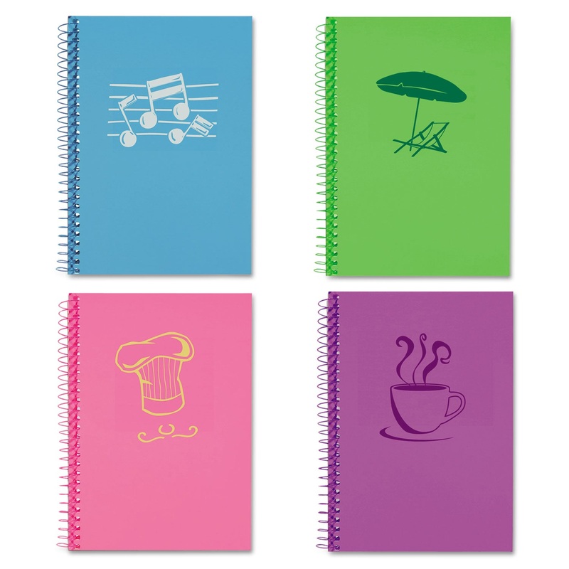 LIFENOTES NOTEBOOK, 1 SUBJECT, MEDIUM/COLLEGE RULE, ASSORTED COLOR COVERS, 7 X 5, 80 SHEETS, 4/PACK