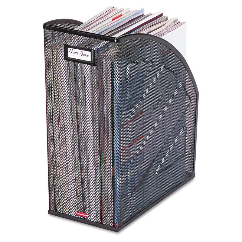 Nestable Rolled Mesh Steel Jumbo Magazine File, 6 1/2 X 10 X 12 1/2, Black