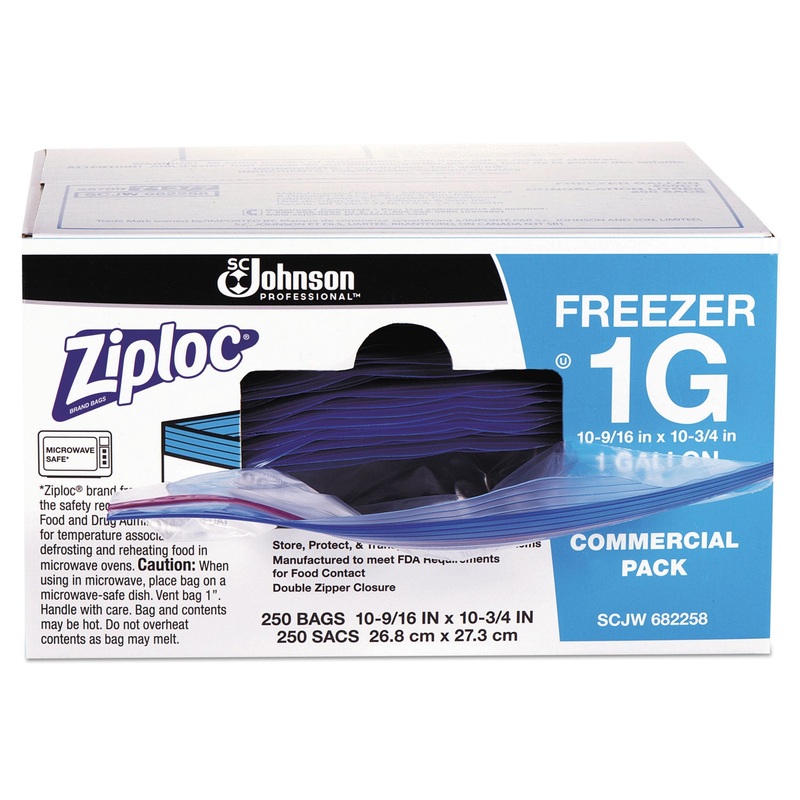 DOUBLE ZIPPER FREEZER BAGS, 1 GAL, 2.7 MIL, 10.56″ X 10.75″, CLEAR, 250/CARTON