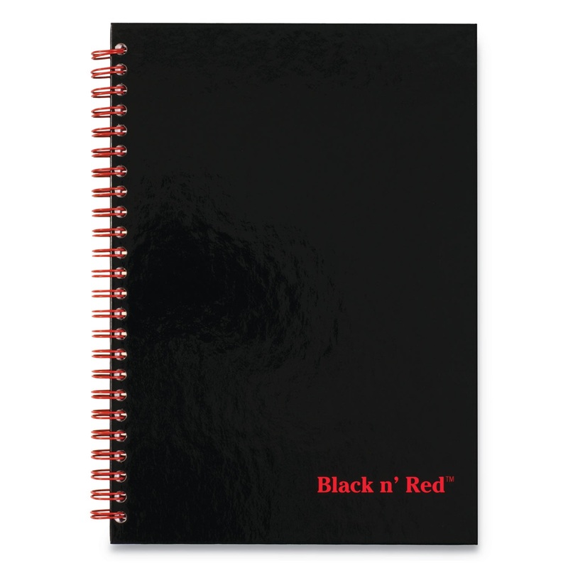 HARDCOVER TWINWIRE NOTEBOOKS, 1 SUBJECT, WIDE/LEGAL RULE, BLACK/RED COVER, 9.88 X 7, 70 SHEETS